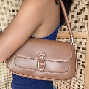 house of harlow 1960 brown leather shoulder bag with buckle